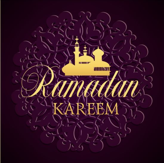 Ramadan kareem purple backgrounds vector set 10