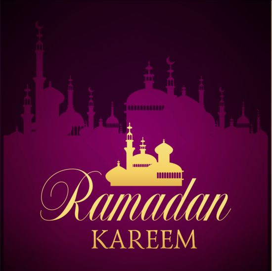 Ramadan kareem purple backgrounds vector set 11