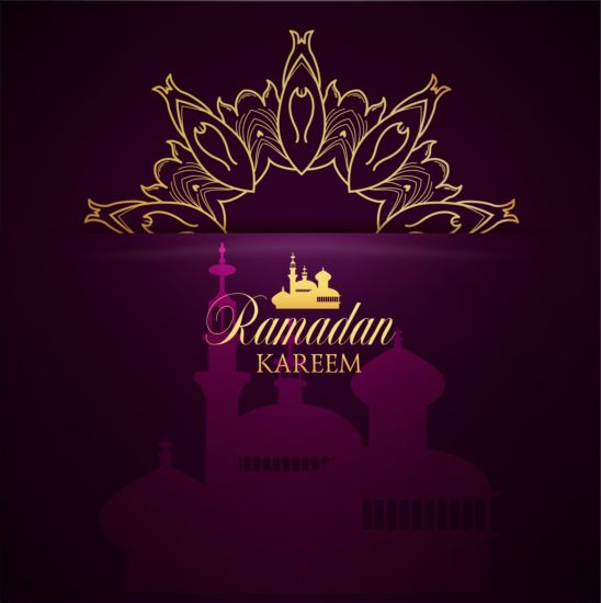 Ramadan kareem purple backgrounds vector set 15
