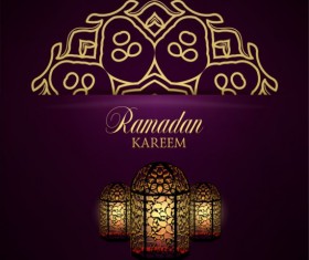 Ramadan kareem purple backgrounds vector set 16