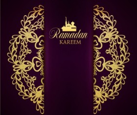 Ramadan kareem purple backgrounds vector set 17