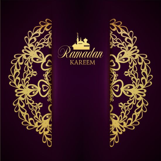 Ramadan kareem purple backgrounds vector set 17