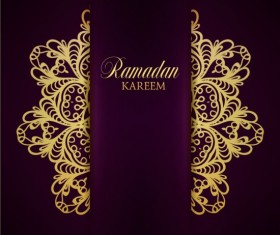 Ramadan kareem purple backgrounds vector set 18