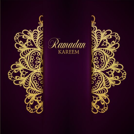 Ramadan kareem purple backgrounds vector set 18