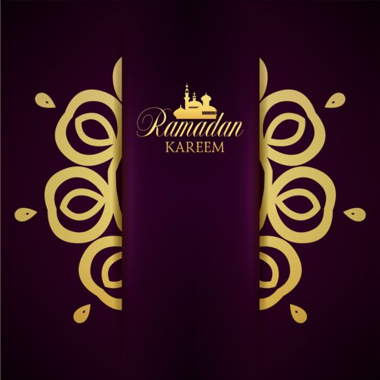 Ramadan kareem purple backgrounds vector set 19