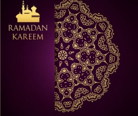Ramadan kareem purple backgrounds vector set 20