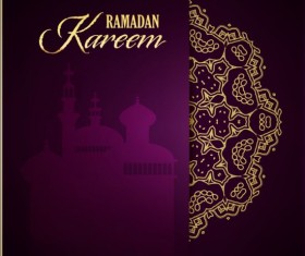 Ramadan kareem purple backgrounds vector set 21