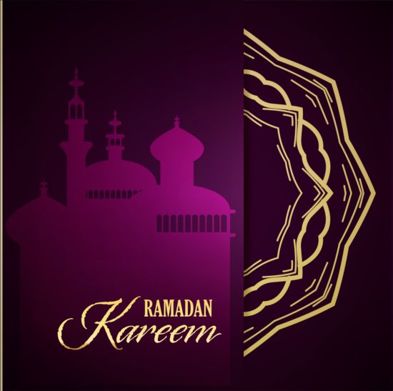 Ramadan kareem purple backgrounds vector set 22