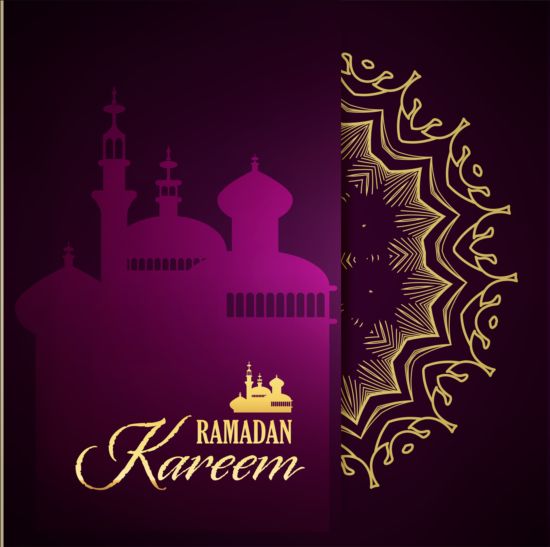 Ramadan kareem purple backgrounds vector set 23