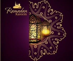 Ramadan kareem purple backgrounds vector set 24
