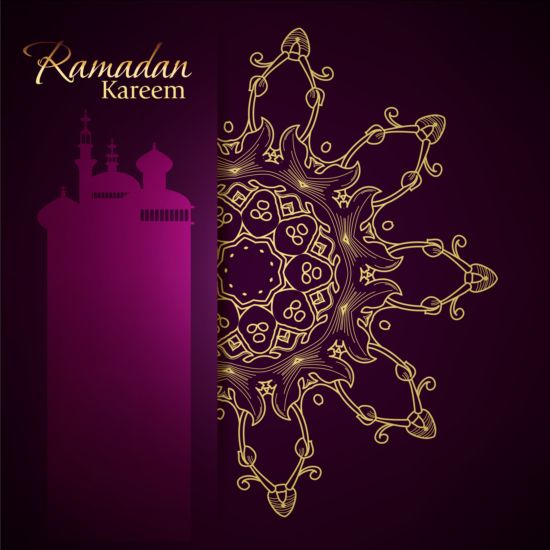 Ramadan kareem purple backgrounds vector set 25