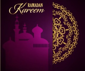 Ramadan kareem purple backgrounds vector set 26