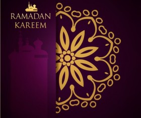 Ramadan kareem purple backgrounds vector set 27