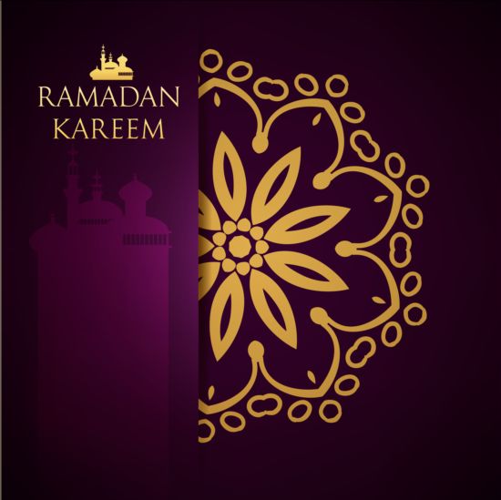 Ramadan kareem purple backgrounds vector set 27