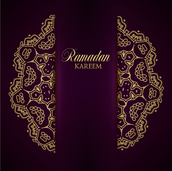 Ramadan kareem purple backgrounds vector set 30