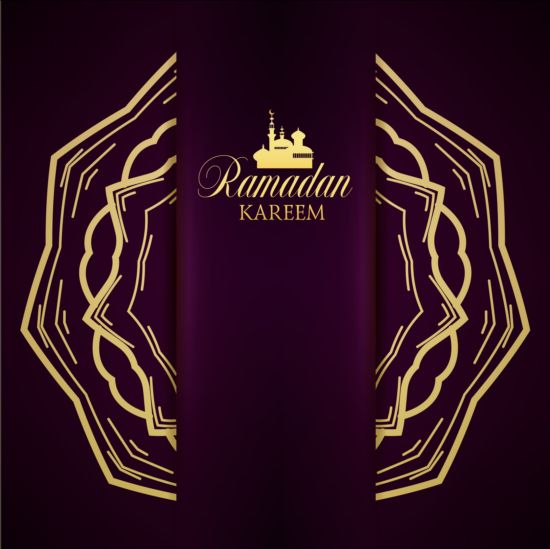 Ramadan kareem purple backgrounds vector set 31