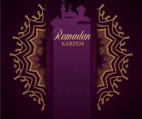 Ramadan kareem purple backgrounds vector set 32
