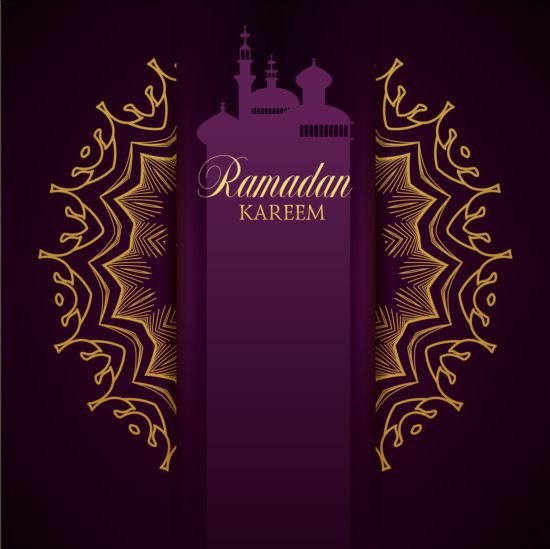 Ramadan kareem purple backgrounds vector set 32