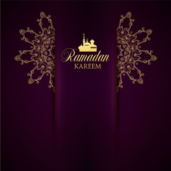 Ramadan kareem purple backgrounds vector set 33