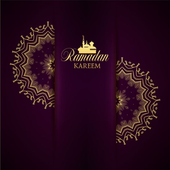 Ramadan kareem purple backgrounds vector set 34