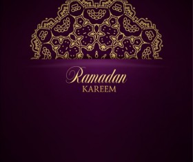 Ramadan kareem purple backgrounds vector set 35