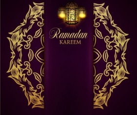 Ramadan kareem purple backgrounds vector set 37