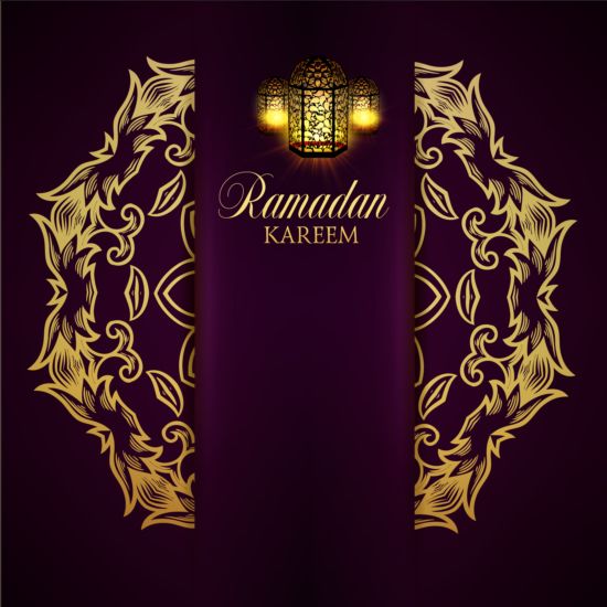 Ramadan kareem purple backgrounds vector set 37