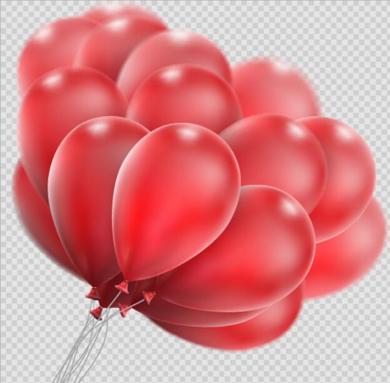 Realistic red balloons vector illustration 06