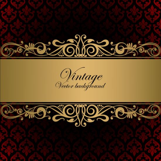Red decor with vintage background vector free download