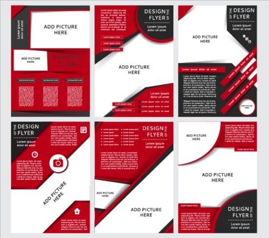 Red with black brochure cover template vector