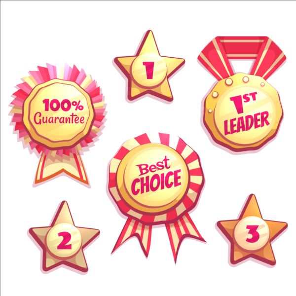 Retro badges with labels vector set 01