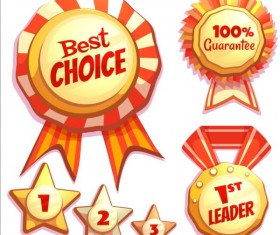 Retro badges with labels vector set 03