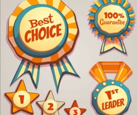 Retro badges with labels vector set 04