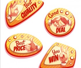 Retro badges with labels vector set 05