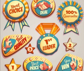 Retro badges with labels vector set 07