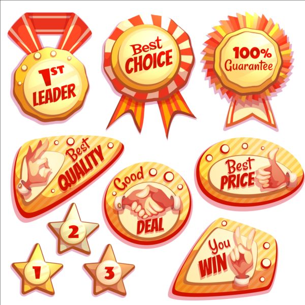 Retro badges with labels vector set 08