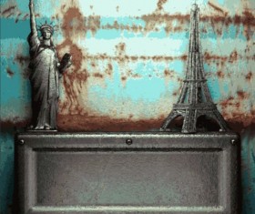 Rust metallic retor background vector 02