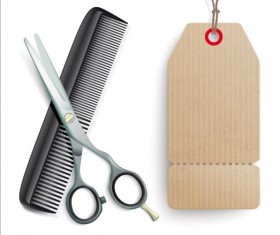 Scissors Comb with tags vector 01