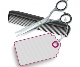Scissors Comb with tags vector 02