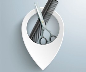 Scissors Comb with white infographic vector 02