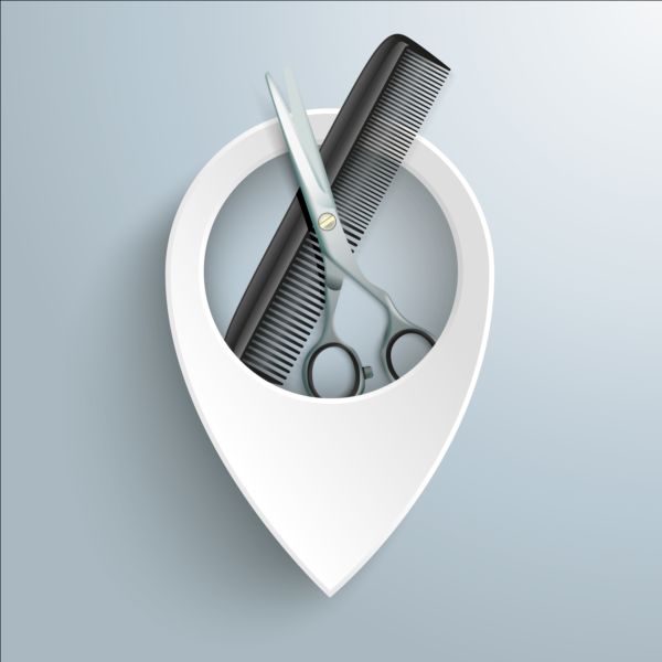 Scissors Comb with white infographic vector 02