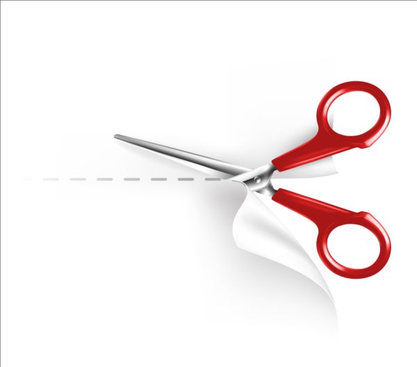 Scissors with white paper vector 01
