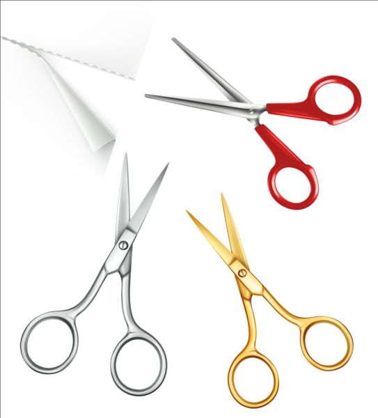 Scissors with white paper vector 03