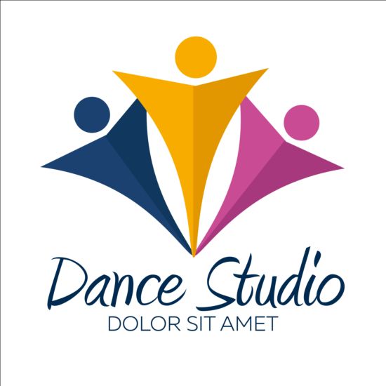 Set of dance studio logos design vector 06