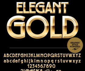 Shining golden number with alphabets vector 01