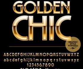 Shining golden number with alphabets vector 02
