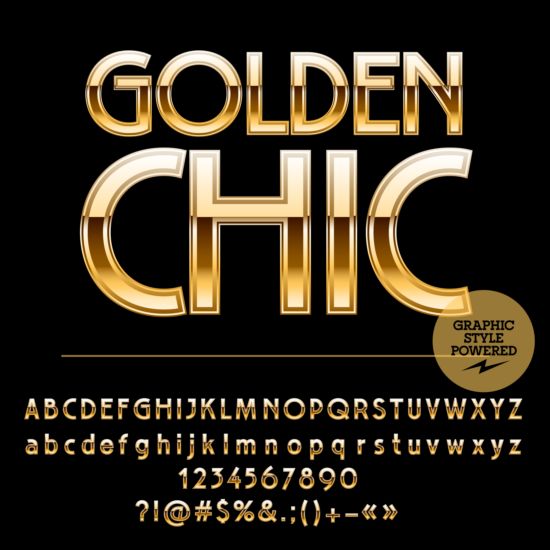 Shining golden number with alphabets vector 02