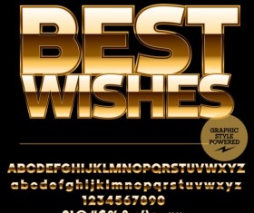 Shining golden number with alphabets vector 04