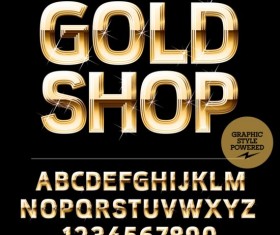 Shining golden number with alphabets vector 06