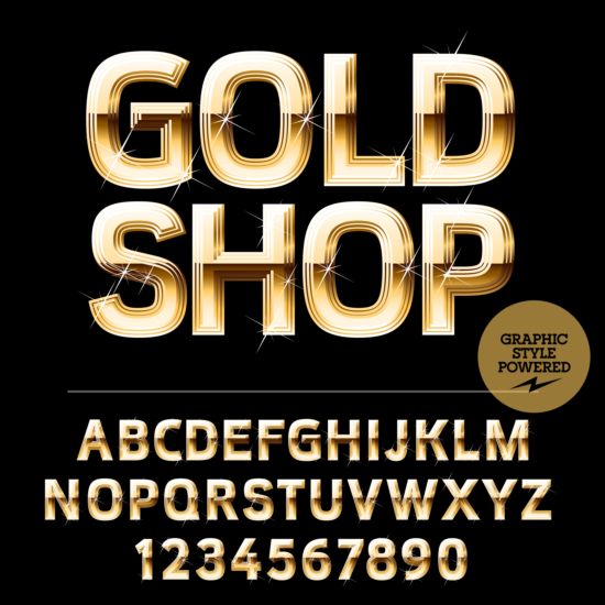 Shining golden number with alphabets vector 06